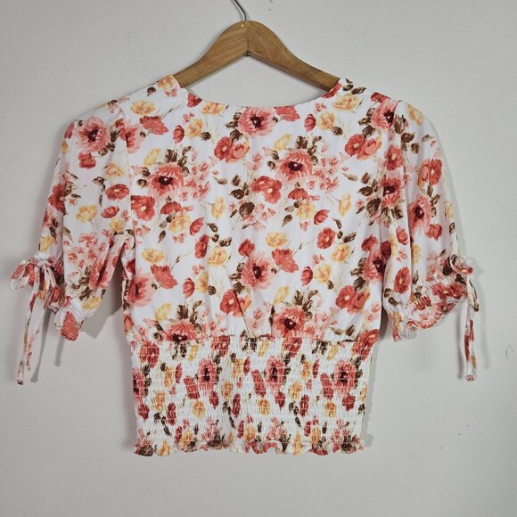 Abercrombie & Fitch Women's Floral Top XXS Smocked Romantic Soft Girl Spring - Picture 6 of 12